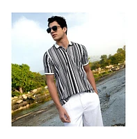 Men's Cream White & Midnight Black Multitrack Knit Polo T-Shirt
