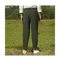 Campus Sutra Men's Sacramento Green Tapered Tailored Trousers