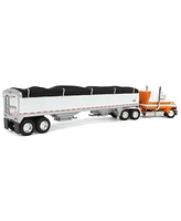 First Gear 1/64 Orange Ford Ltl 9000 60" Flattop Wilson Pacesetter Grain Trailer Dcp