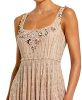 Mac Duggal Women's Sleeveless Scoop Neck Beaded Georgette Midi Dress