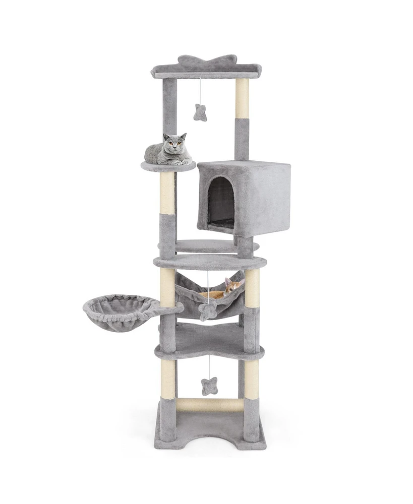 69 Inch Multi-level Cat Tree with Top Perch and Cozy Condo