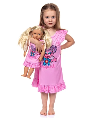 Sesame Street Toddler Girls Pajamas Abby Cadabby Kindness is Magical and Matching Doll Nightgown