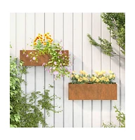 Wall Planters 2 pcs Rusty Corten Steel 20.9"x3.9"x6.7"