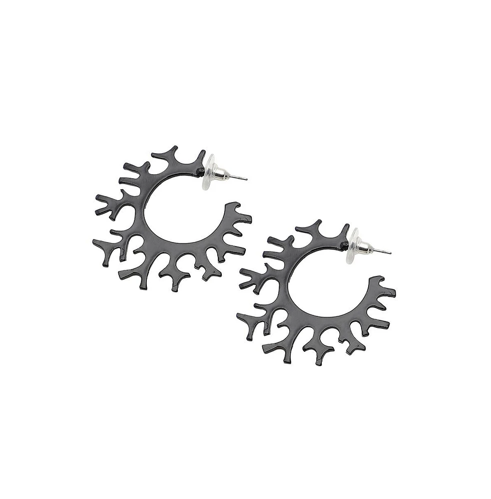 Sohi Women's Green Branch Hoop Earrings