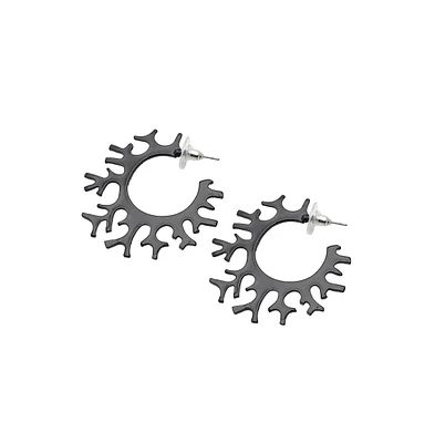 Sohi Women's Green Branch Hoop Earrings