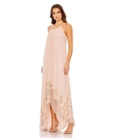 Mac Duggal Women's Flowy One Shoulder Asymmetrical Beaded Gown