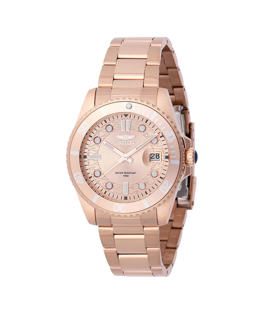 Invicta Women's 46685 Pro Diver Quartz 3 Hand Rose Gold Dial Watch