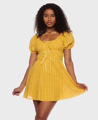 B Darlin Juniors' Short-Sleeve Fit & Flare Dress