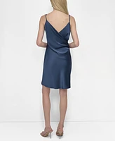Dkny Women's Satin Cowlneck Sleeveless Slip Dress