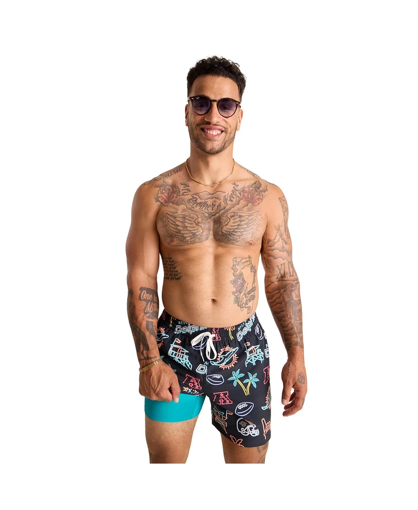 Chubbies Men's 5.5" Black Miami Dolphins The Neon Lined Classic Swim Trunks