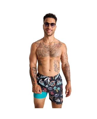Chubbies Men's 5.5" Black Miami Dolphins The Neon Lined Classic Swim Trunks
