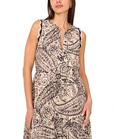 Vince Camuto Women's Paisley-Print Sleeveless-Crocheted-Trim Maxi Dress