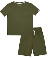 Max & Olivia Big Boys Waffle Thermal Top Shorts Pajama Set