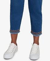 Alfred Dunner Women's El Paso Border Fringe Denim Ankle Jeans