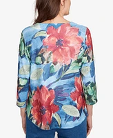 Alfred Dunner Women's El Paso Dramatic V-Neck Floral Top