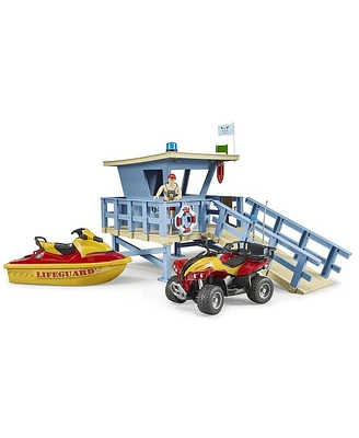 Bruder Bworld1/16 Life Guard Station with Quad and Personal Water Craft