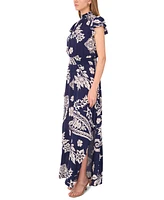 Msk Petite Printed Sleeveless Wide-Leg Jumpsuit