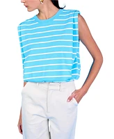 endless rose Women's Stripe Sleeveless Pleated Knit Top
