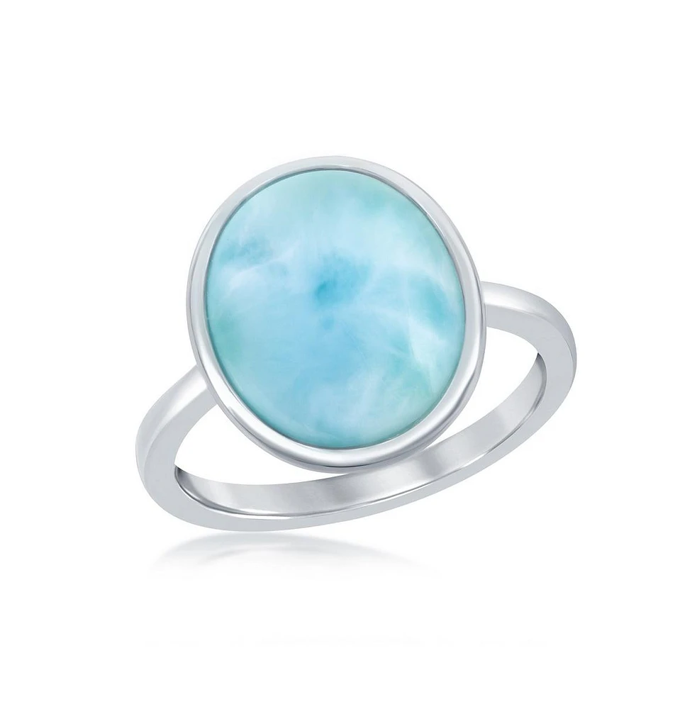 Sterling Silver Larimar Oval Ring