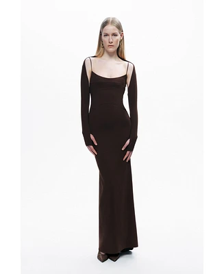 Nocturne Women's Maxi Dress with Glove Accessory