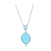 Sterling Silver, Round & Marquise Larimar Necklace