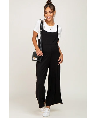 Pinkblush Maternity Black Sleeveless Pocketed Wide Leg Jumpsuit