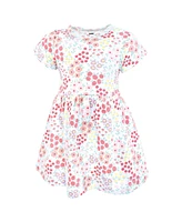 Hudson Baby Girls Cotton Dresses, Bright Pink Flower Field