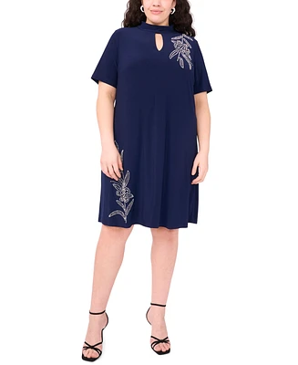 Msk Plus Short-Sleeve Keyhole Sheath Dress