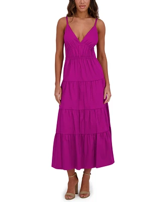 Siena Women's Cotton-Blend Spaghetti-Strap Tiered Maxi Dress