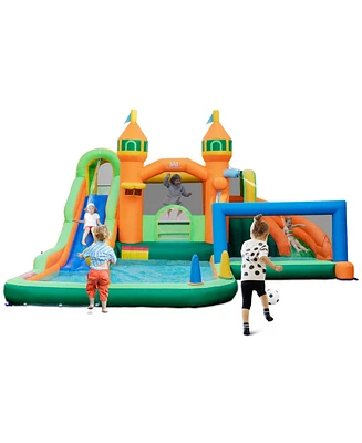 Kids Inflatable Water Slide with Soccer Gate and 750W Blower