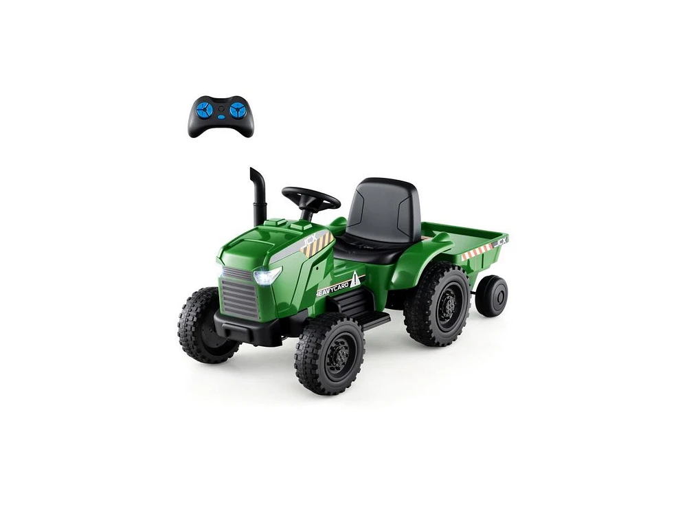 12V 2-in-1 Kids Ride On Tractor with Trailer and 3-Gear Shift