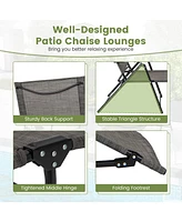 Gymax 2PCS Folding Chaise Lounge Chairs w/ 6-Level Backrest Reclining Chairs Patio