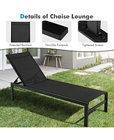 Gymax Patio Chaise Lounge Adjustable Lounge Chair W/ 6-Position Backrest