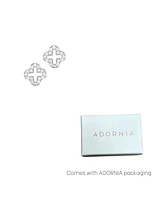 Adornia Fine .925 Sterling Silver Mini Clover Cz Outline Studs