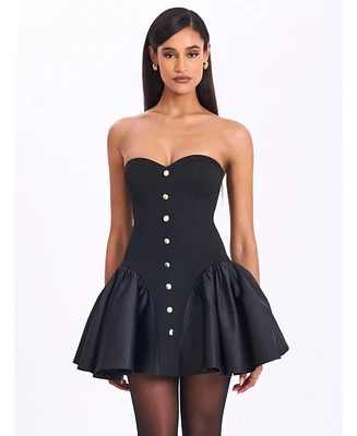 Miss Circle Women's Kaden Black Drop Waist Mini Puffy Dress