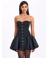Miss Circle Women's Kaden Black Drop Waist Mini Puffy Dress