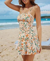 Cupshe Women's Square Neck Ruched Swim Dress