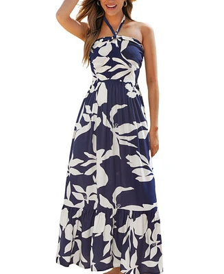 Cupshe Women's Halter Floral Print Maxi Beach Dress