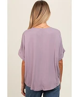 Pinkblush Maternity Lavender V-Neck Pin-Tuck Detail Top