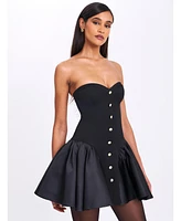 Miss Circle Women's Kaden Black Drop Waist Mini Puffy Dress