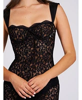 Miss Circle Women's Veronica Black Lace Maxi Dress