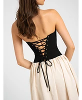 Miss Circle Women's Sana Sweetheart Lace-up Back Drop Waist Maxi Dress