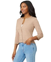 Melissa Paige Petite Textured-Stripe Cardigan Sweater