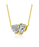 Sterling Silver with Clear Heart and Pear Shaped Cubic Zirconia Pendant necklace
