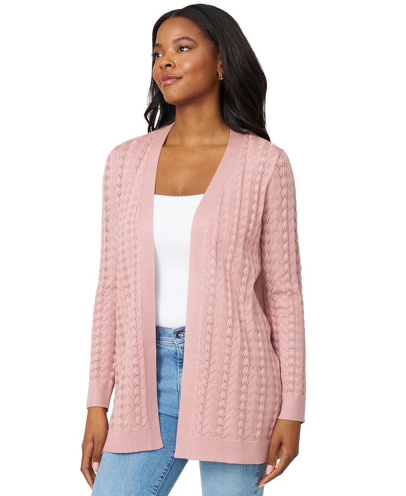 Melissa Paige Petite Pointelle Open-Front Cardigan Sweater