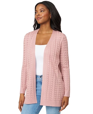 Melissa Paige Petite Pointelle Open-Front Cardigan Sweater