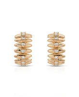 Ettika Thick Oval Dome Baguette Hoop Earrings