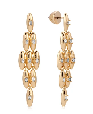 Ettika Oval Dome Baguette Diamond Shape Dangle Earrings