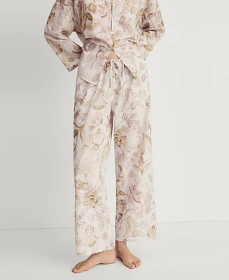 Mango Women's Floral Detail Pajama Pants
