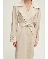 Mango Women's Pronounced Lapels Linen Trench Coat
